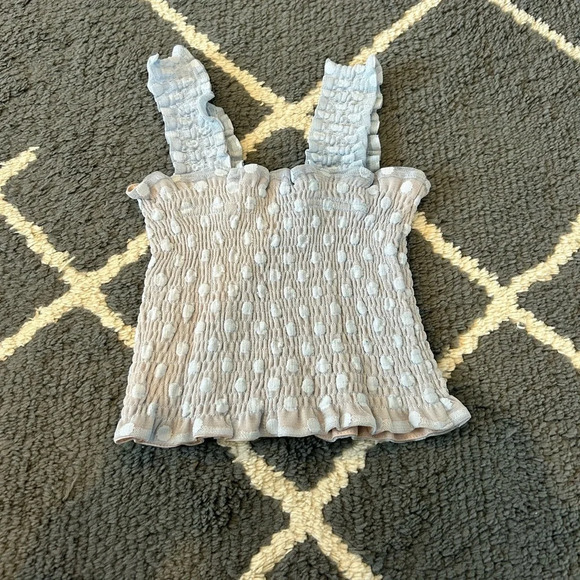 Smocked Polka Dot Cropped Tank - Picture 1 of 5